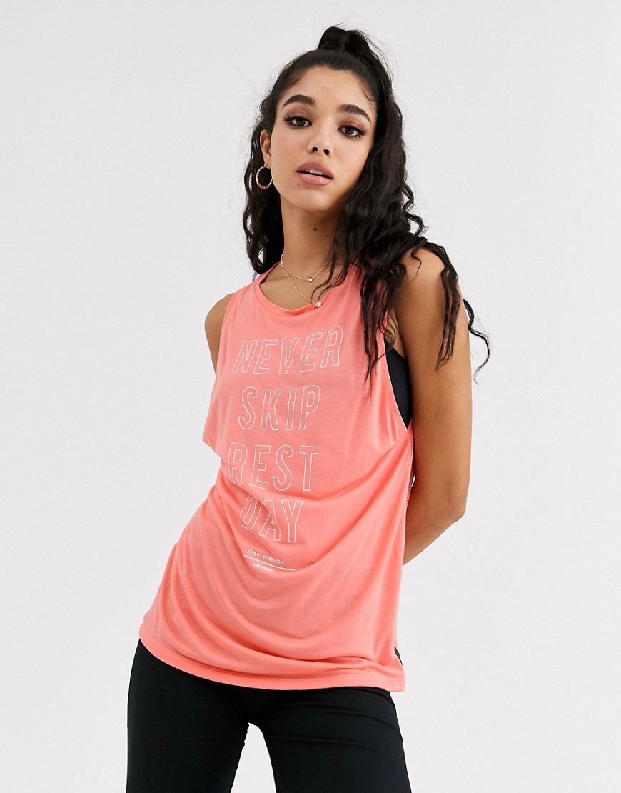 Reebok Training Supply Graphic Muscle Tank Top-Pink