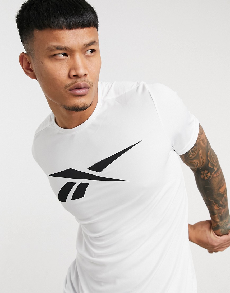 Reebok Training - T-shirt con logo grande bianca-Bianco