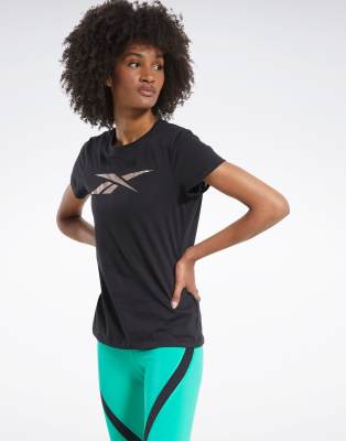 Reebok Training t-shirt in black with rose gold logo - ASOS Price Checker