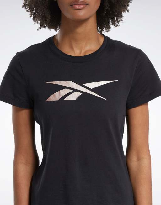 Reebok t shirt womens on sale gold