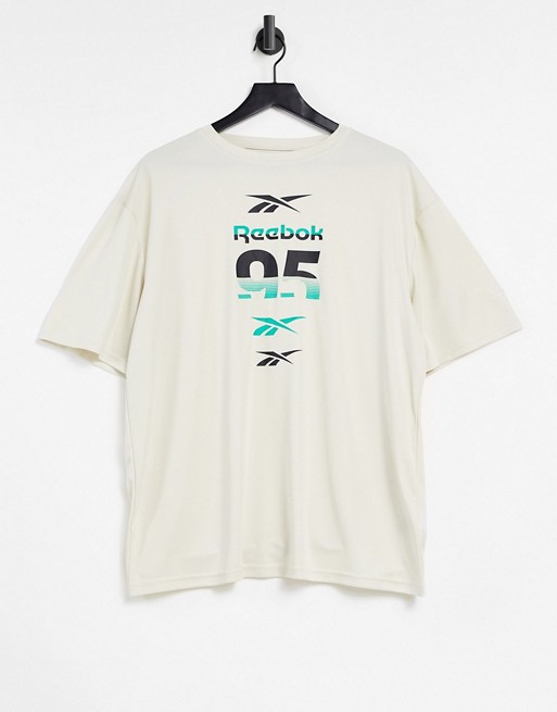 Reebok Training t-shirt in off white with logo