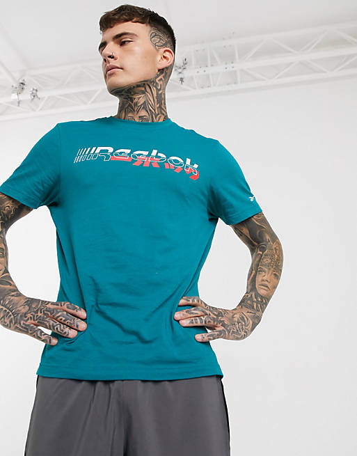 Reebok Training t-shirt with contrast logo in teal | ASOS