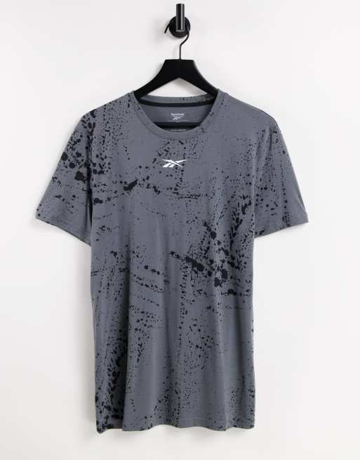 Reebok Training t-shirt with ink splat in grey