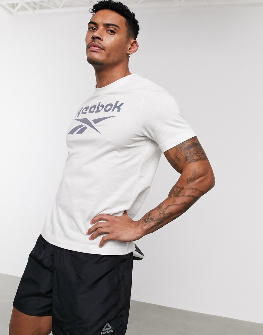 Reebok Training t-shirt with reflective logo in white