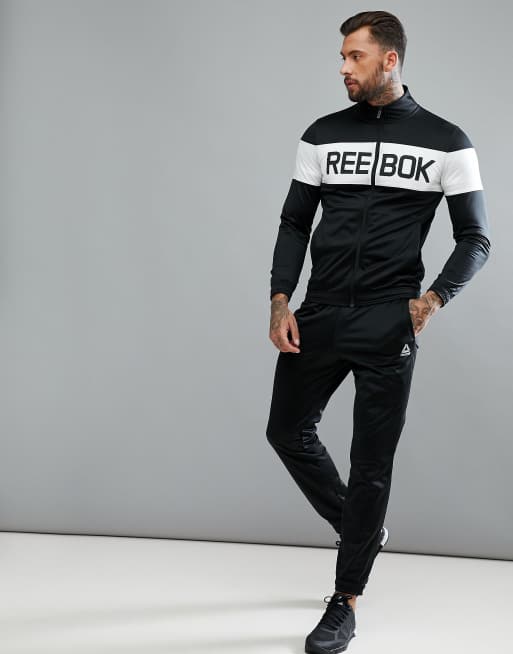 Black store reebok tracksuit