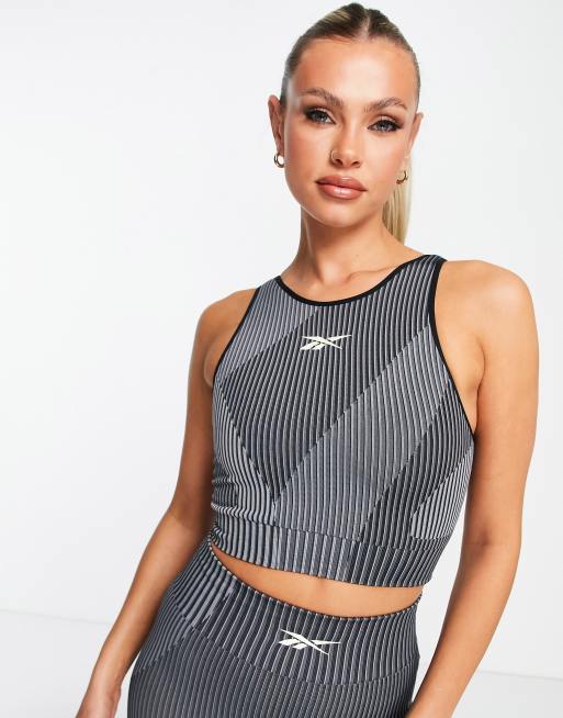 Reebok Training United By Fitness Myoknit crop top in black