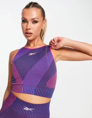 Reebok Training United By Fitness Myoknit crop top in purple