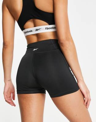 Shop Reebok Training Workout Ready Powerplay Legging Shorts In Black