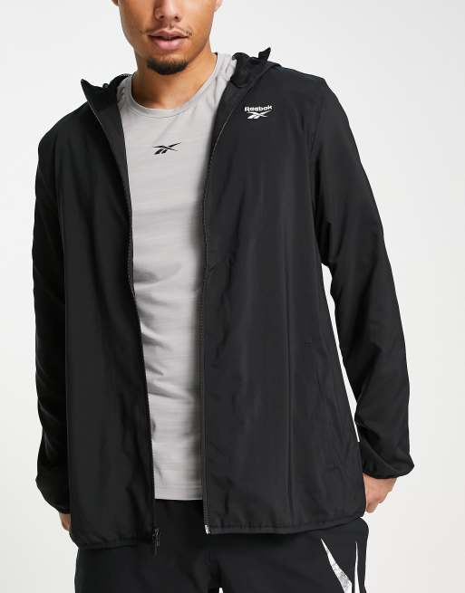 Reebok Training Workout Ready woven full zip jacket in black