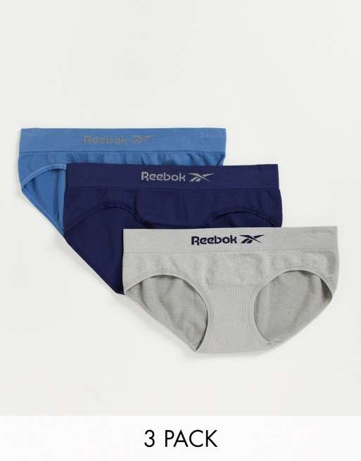 Reebok tullia seamless 3 pack briefs in blue slate navy and grey