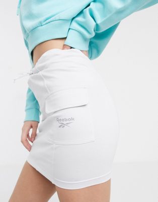 Women's White Reflective Piping Mini Skirt