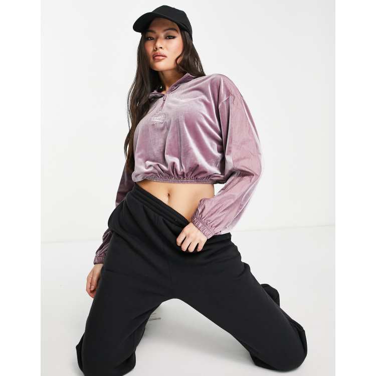 Reebok velour cropped sweat in lilac