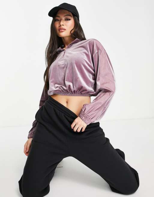 Reebok velour cropped sweat in lilac