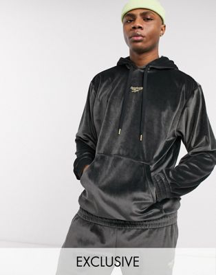 Reebok velour hoodie in black exclusive 
