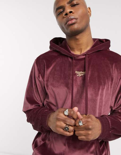 Reebok velour hoodie in maroon exclusive to asos