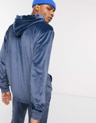 navy velour hoodie