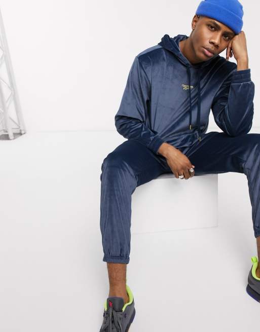 Reebok velour hoodie in navy exclusive to asos