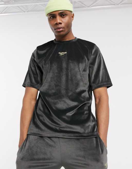 Reebok velour t shirt with central logo in black exclusive to asos