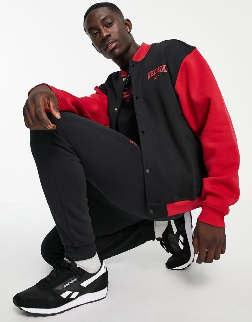 Reebok vintage bomber jacket in black and red - Exclusive to ASOS