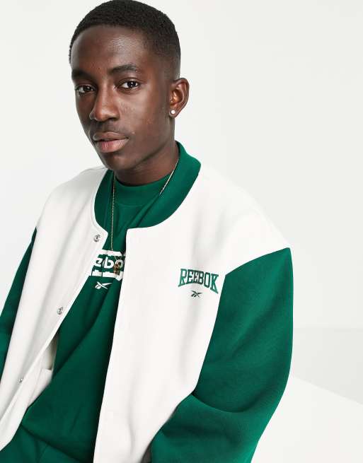 Reebok vintage bomber jacket in off white and green Exclusive to