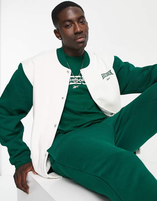 Conversacional Quizás artículo Reebok vintage bomber jacket in off-white and green - Exclusive to ASOS |  ASOS