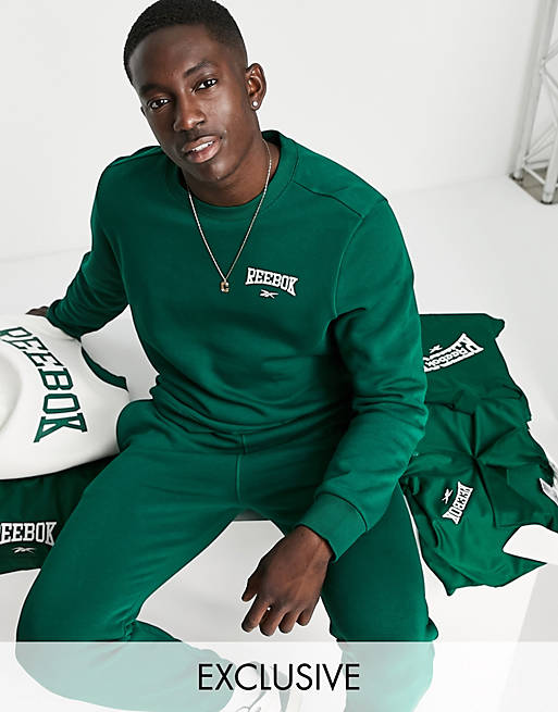 Reebok vintage logo sweatshirt in green - exclusive to ASOS