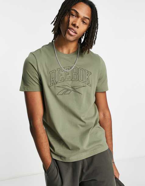 Reebok Vintage outline logo t-shirt in khaki - exclusive to ASOS