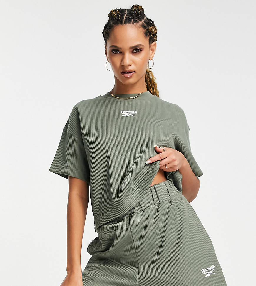 Reebok waffle t-shirt in olive green exclusive to ASOS