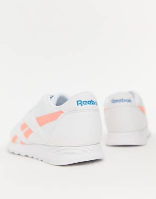 reebok white and pink classics nylon m txt trainers