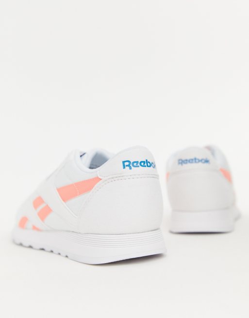 Reebok white and pink classics nylon store m txt trainers