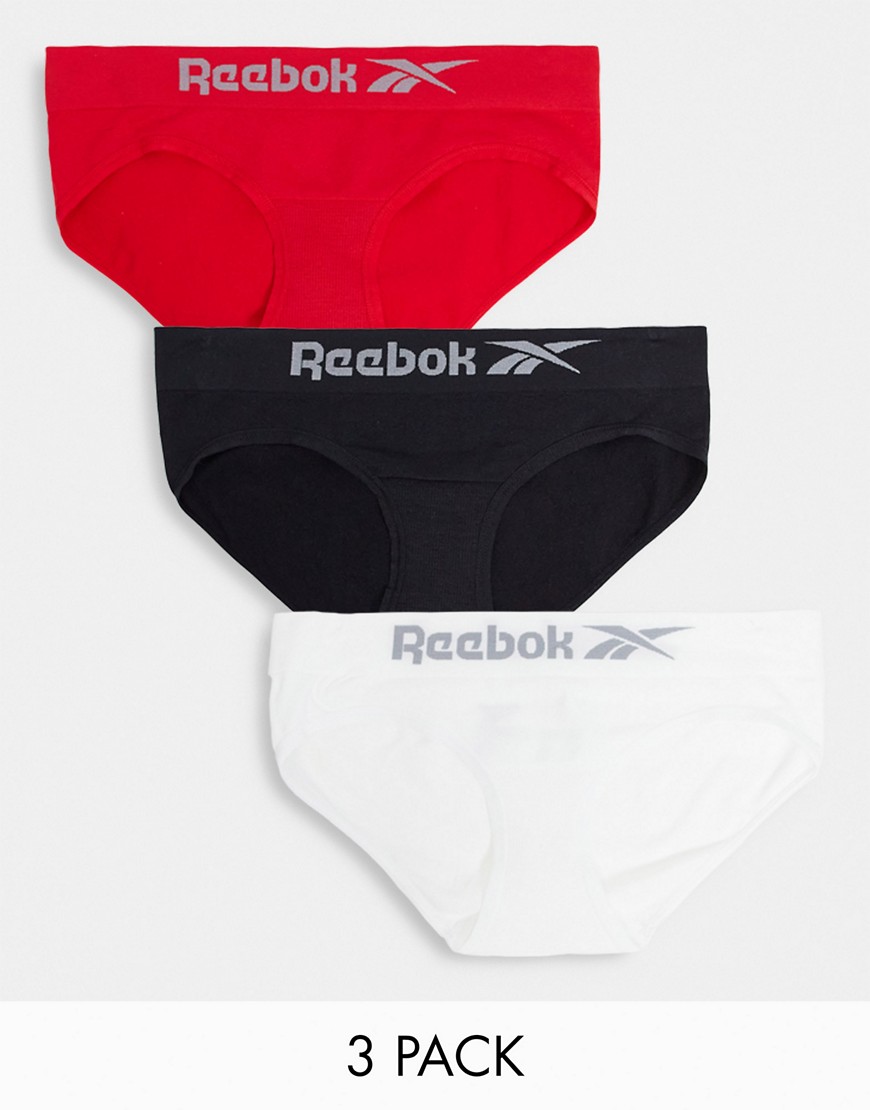 Reebok - Winifred - Set van 3 naadloze onderbroeken in rood/zwart/wit-Meerkleurig