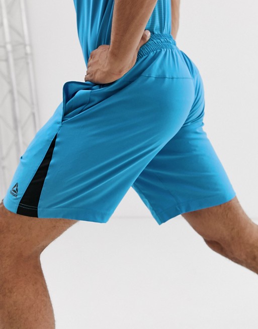 Reebok work out ready woven shorts in blue