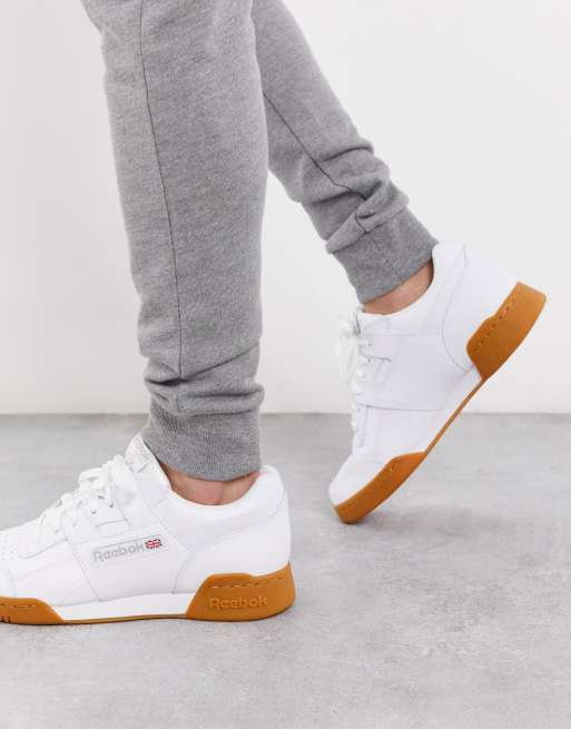 Reebok workout plus sneakers in white with gum sole ASOS