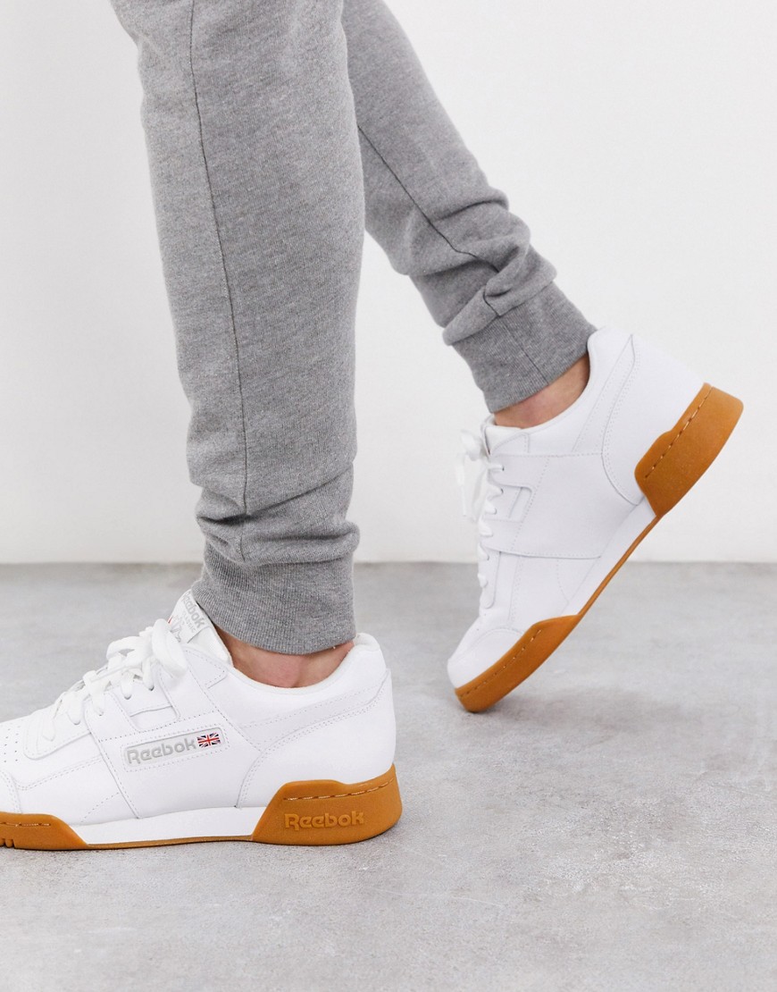 REEBOK WORKOUT PLUS SNEAKERS IN WHITE WITH GUM SOLE CN2126