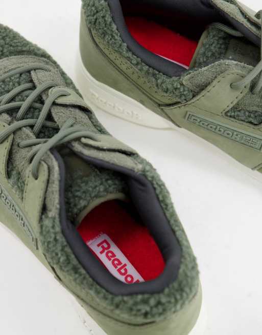 Reebok Workout Plus trainers in khaki green ASOS