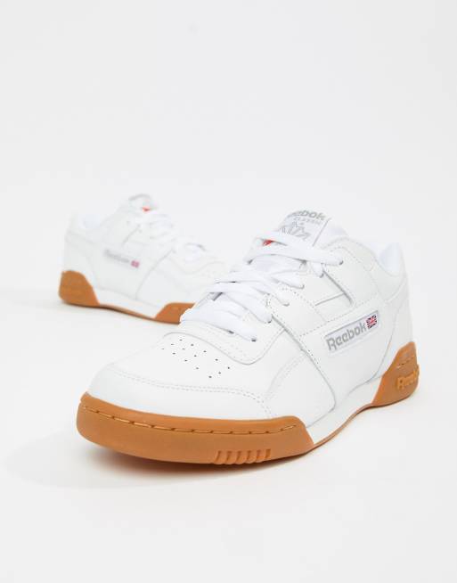 Reebok Workout Plus White Trainers With Gum Sole Asos