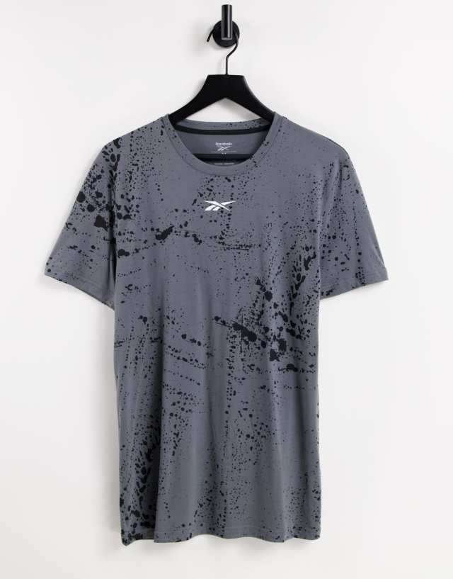 Reebok Workout Ready all over print t-shirt in cold gray - part of a set