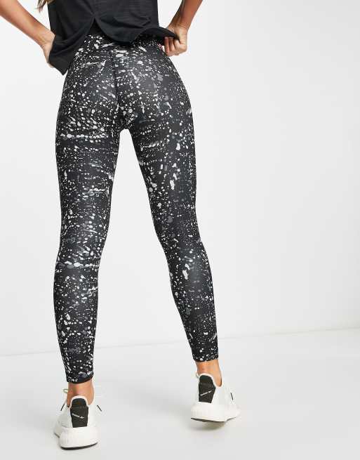 Reebok Workout Ready marble print leggings in black