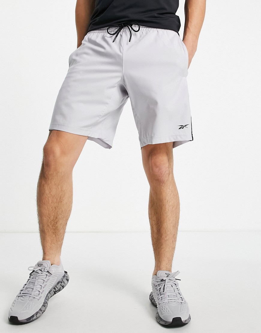 Reebok workout ready woven shorts in sterling gray-Grey