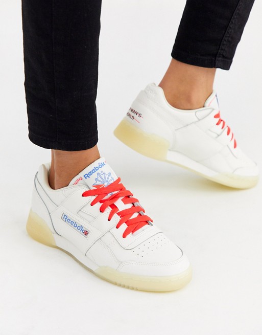 Reebok Workout trainers in white and chalk