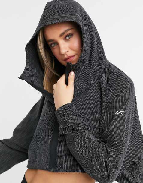 Reebok woven crop jacket in black