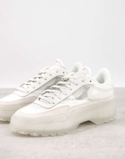 Reebok x Cardi B - Club Cardi - Råhvide sneakers med chunky sål