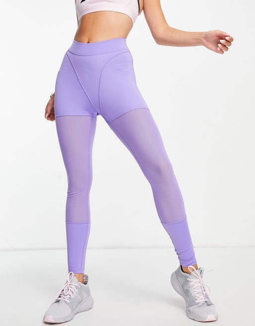 Reebok x Cardi B – Leggings mit Einsatz und Logo in Lila