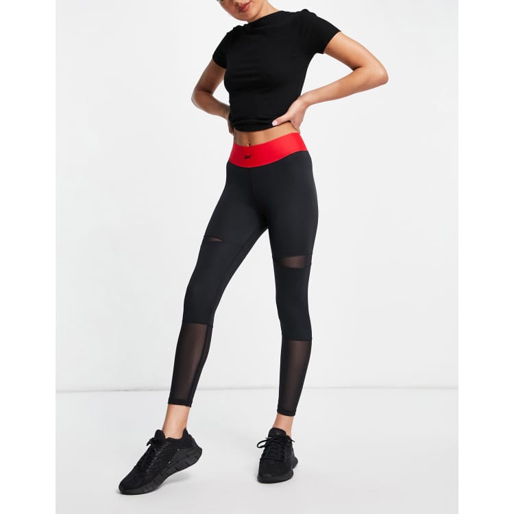 Black Butterfly mesh-insert jersey leggings, Reebok