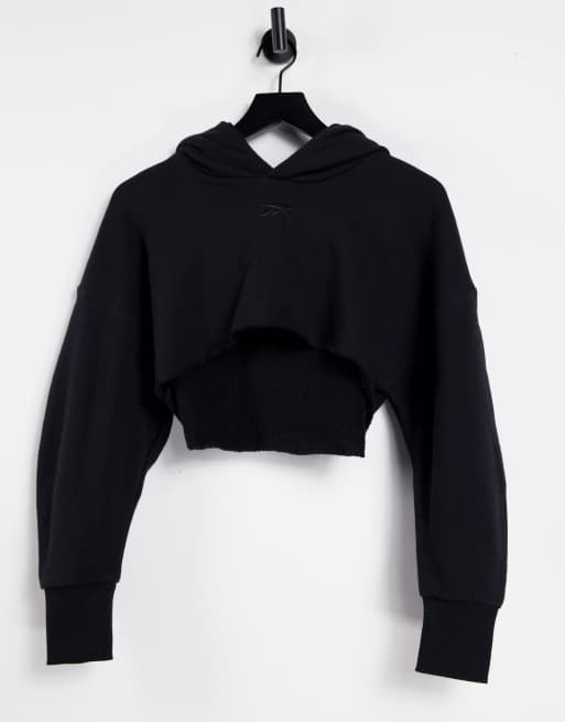 Reebok x Cardi B super cropped hoodie in black | ASOS