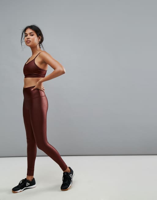 Reebok X Face Metallic High Rise Tight In Burgundy ASOS