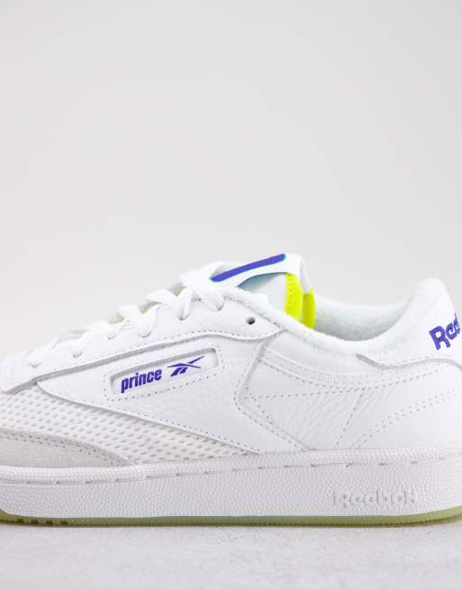 Reebok x Prince Club C 85 Sneakers in wit met blauw ASOS