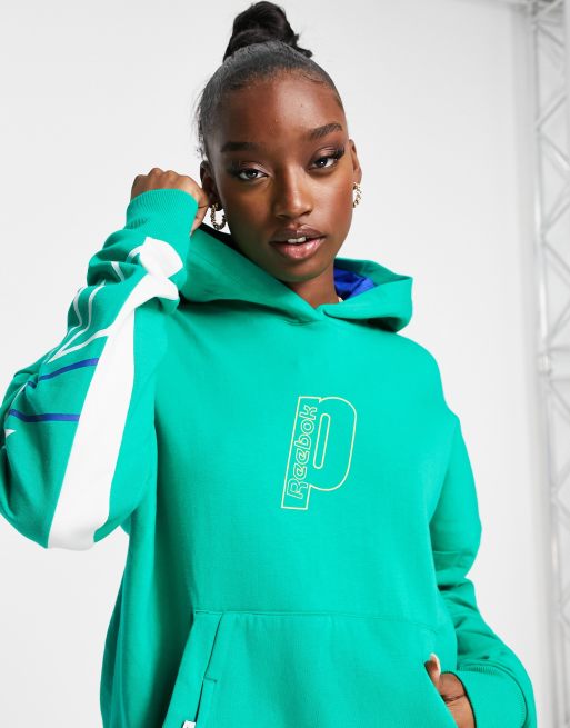Reebok x Prince - Retro-inspireret unisex-hættetrøje i grøn og hvid, 2 af 4