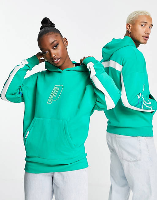 Reebok x Prince unisex retro hoodie in green and white