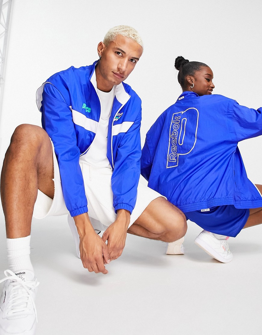 Reebok X Prince Unisex Retro Track Jacket In Cobalt Blue And White